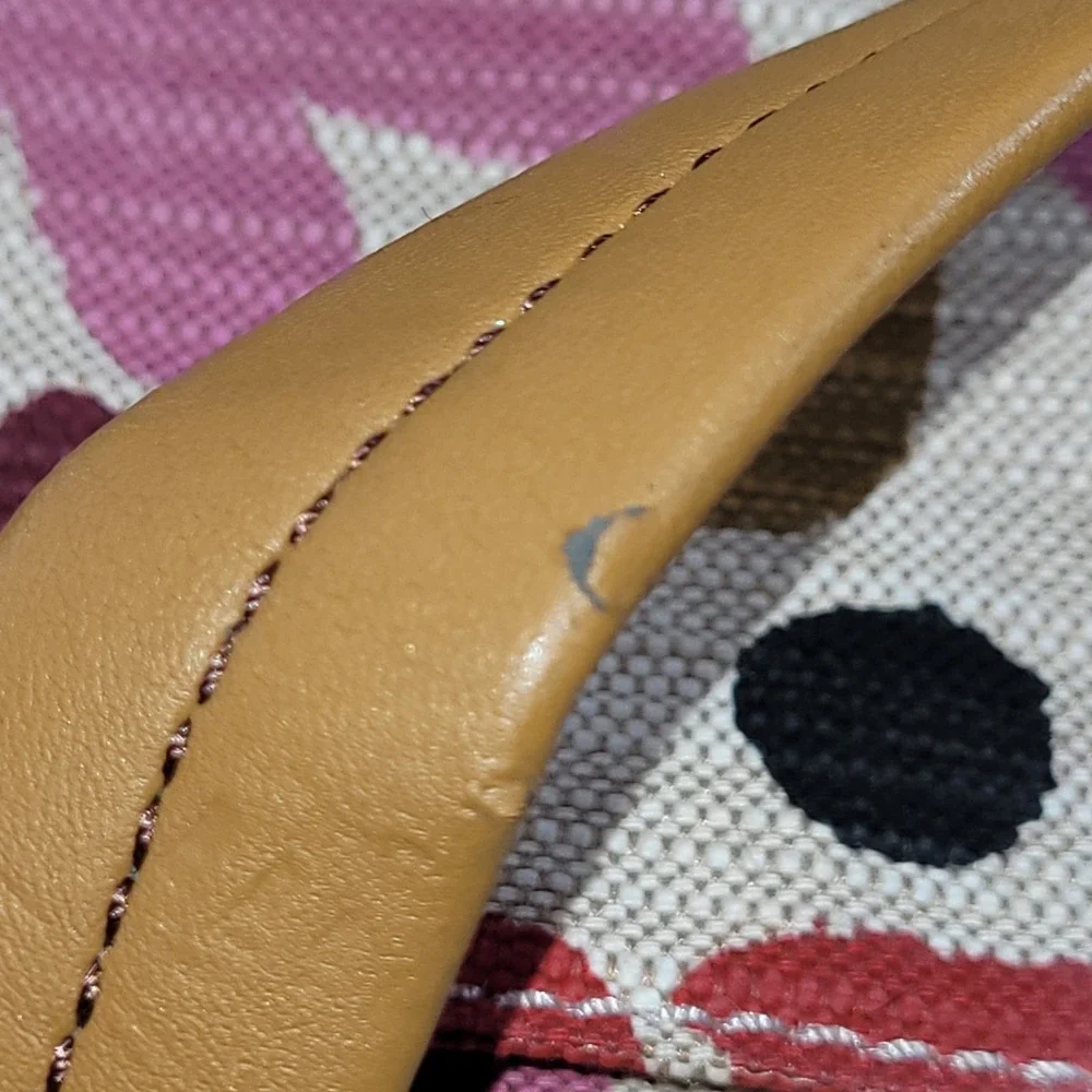 Fossil Issue No. 1954 Floral Canvas‎ Leather Satchel Crossbody Bag Tan Red